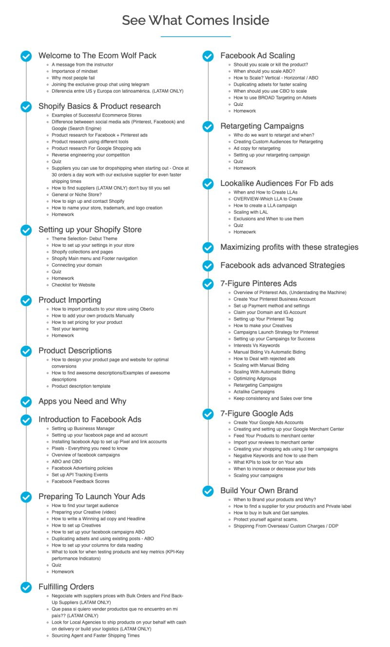 The Ecom Wolf Pack Dropshipping To Branding Course Decription